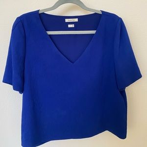 Women's Aritzia Babaton Randy Blouse crop v-neck - Blue - size Large